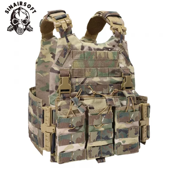 Gilet tactique SINAIRSOFT – Nylon robuste avec système Molle et déclenchement rapide, multi-camouflage – Image 3