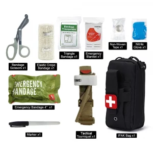 Kit de premiers secours tactique 10pcs - Pochette MOLLE portable pour survie, secours d'urgence et activités extérieures