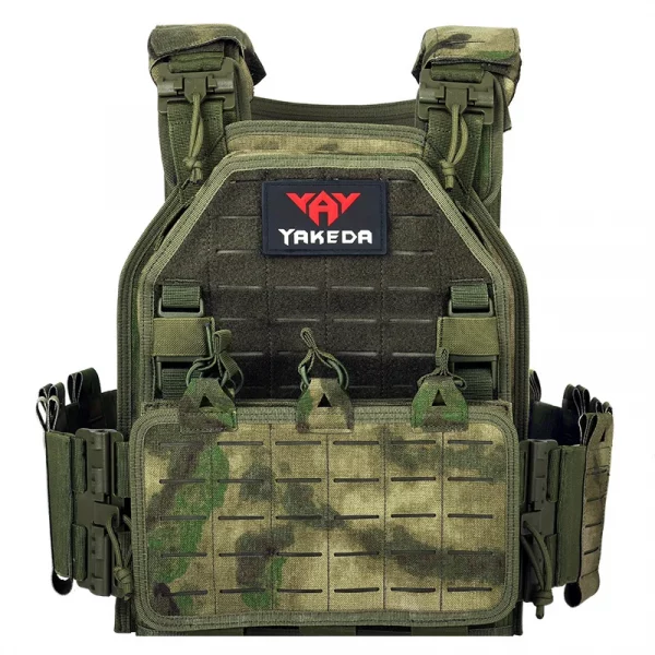 Gilet tactique YAKEDA ATFG MOX CAMO – Porte-plaques léger en nylon 1000D avec système Molle et déclenchement rapide