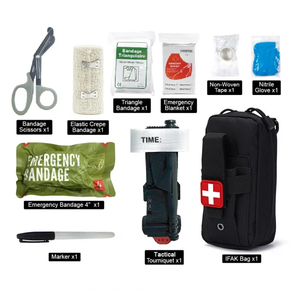 Kit de premiers secours tactique 10pcs - Pochette MOLLE portable pour survie, secours d'urgence et activités extérieures – Image 2