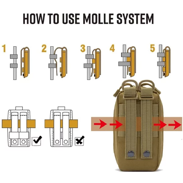 Kit de premiers secours tactique 10pcs - Pochette MOLLE portable pour survie, secours d'urgence et activités extérieures – Image 4