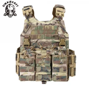 Gilet tactique SINAIRSOFT – Nylon robuste avec système Molle et déclenchement rapide, multi-camouflage