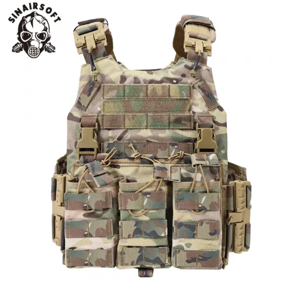 Gilet tactique SINAIRSOFT – Nylon robuste avec système Molle et déclenchement rapide, multi-camouflage