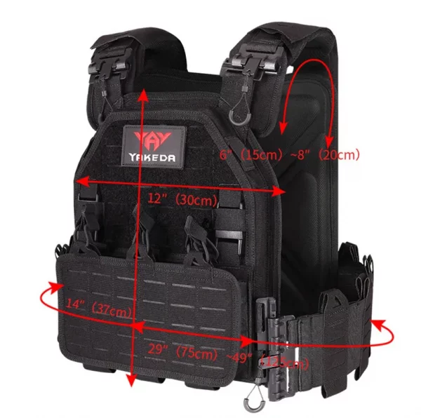Gilet tactique YAKEDA ATFG MOX CAMO – Porte-plaques léger en nylon 1000D avec système Molle et déclenchement rapide – Image 4