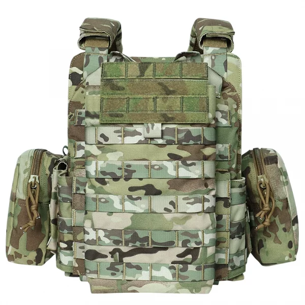 Gilet tactique camouflé avec poche triple chargeur – Nylon 1000D, système Molle, détachement rapide – Image 3