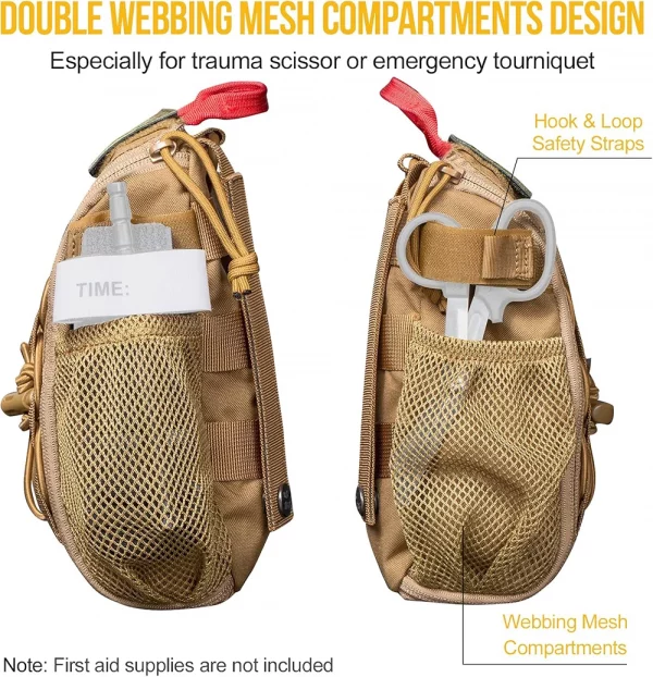 Pochette IFAK Tactique ONETIGRIS – Sac MOLLE médical vide pour trousse de traumatologie et premiers secours – Image 4