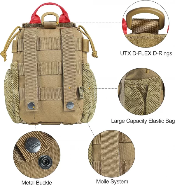 Pochette IFAK Tactique ONETIGRIS – Sac MOLLE médical vide pour trousse de traumatologie et premiers secours – Image 5