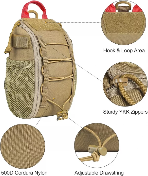 Pochette IFAK Tactique ONETIGRIS – Sac MOLLE médical vide pour trousse de traumatologie et premiers secours – Image 3