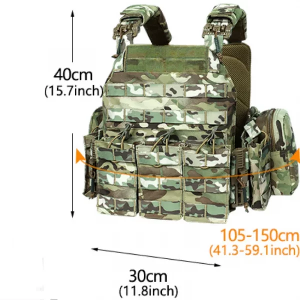Gilet tactique camouflé avec poche triple chargeur – Nylon 1000D, système Molle, détachement rapide – Image 5