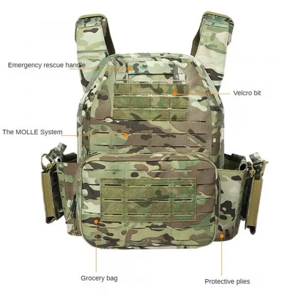 Gilet tactique Ranger Green – Système Molle en polyester 1000D, conception légère et ergonomique – Image 2