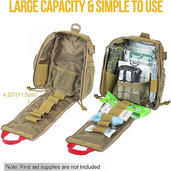 Pochette IFAK Tactique ONETIGRIS – Sac MOLLE médical vide pour trousse de traumatologie et premiers secours – Image 2